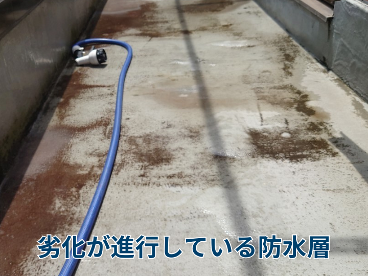 劣化が進行している防水層