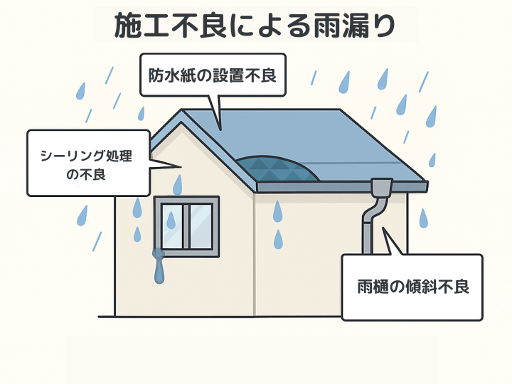 雨漏りの要因となる施工不良