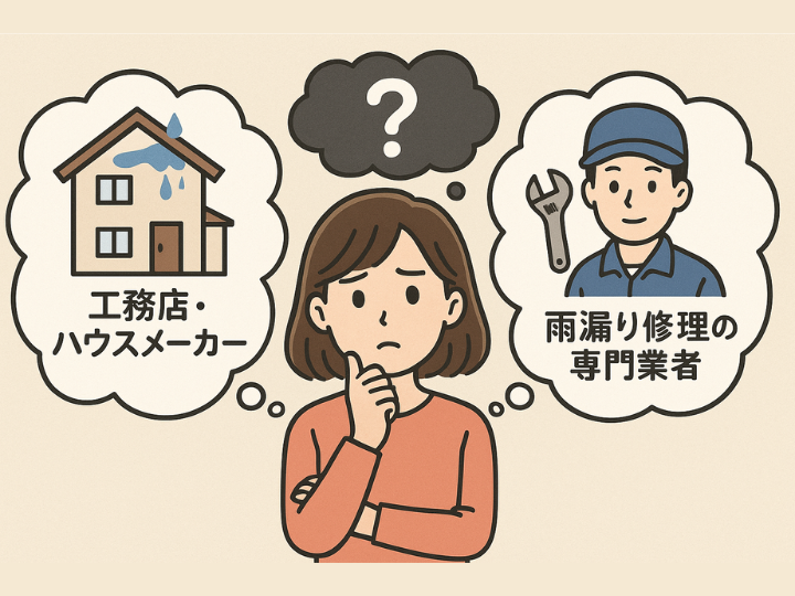 雨漏り修理業者について悩んでいる女性