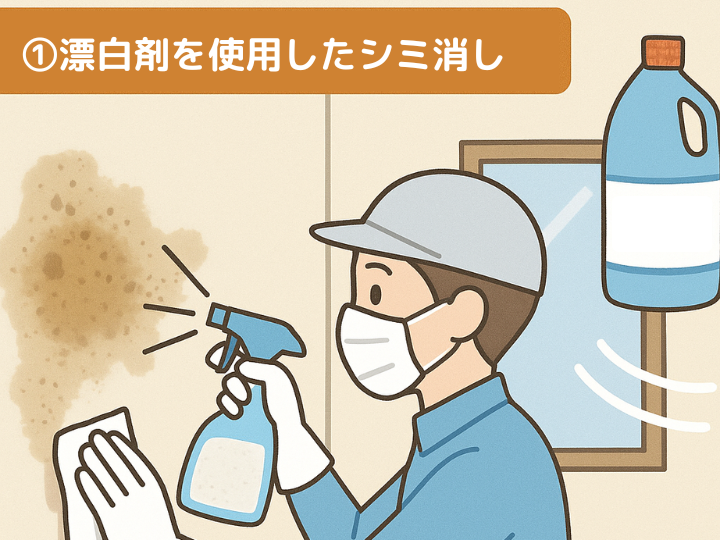 ①漂白剤を使用したシミ消し
